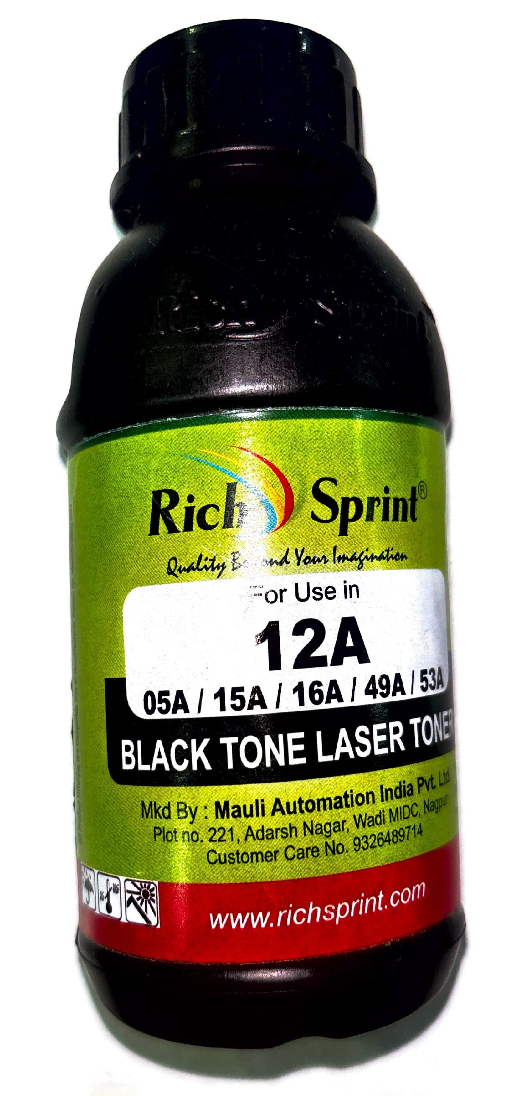 12A Toner Powder Black 100 g for Laser Printers and Photocopiers Black Tone