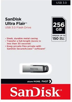 Pendrive (SDCZ73-256G-I35) Sandisk Ultra Flair USB Flash Drive, 256GB Silver